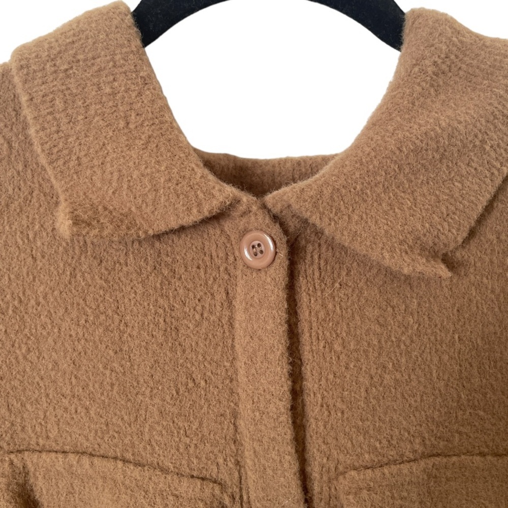All : Row Button Front Camel Tan Shacket Cardigan… - image 4